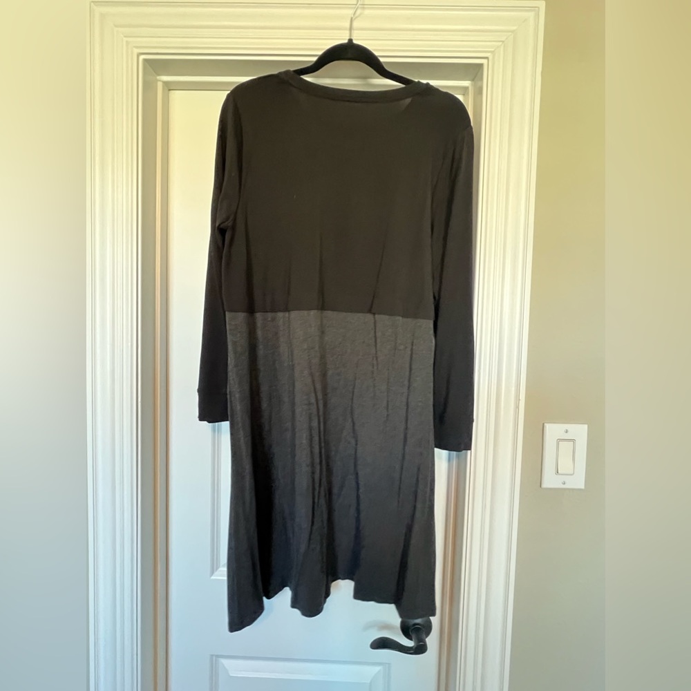 Eileen Fisher Black and Charcoal Two-Tone Long Sleeve Mini Dress